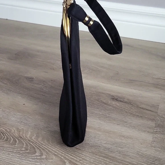 Vintage Black Clutch with Rhinestone trim - Picture 6 of 13